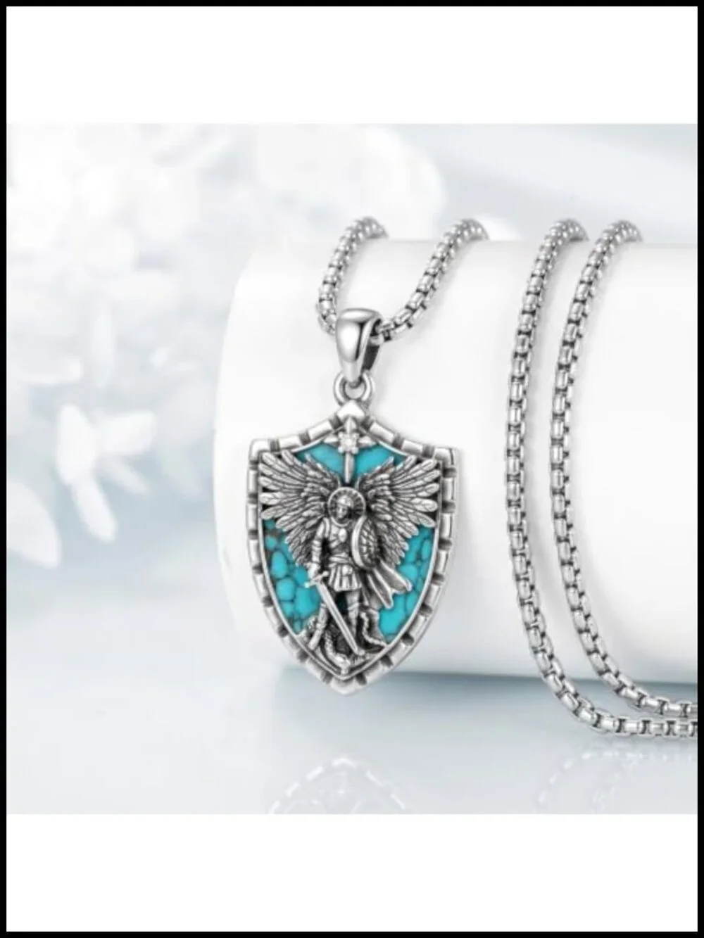 Saint Michael Pendant Necklace Stainless Steel Religious Amulet Protection